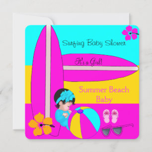 Zomer Baby Shower Meisje Strand Baby Surfen Baby 5 Kaart