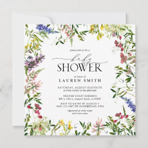 Zomer Baby Shower met Wilde Bloemen Kaart