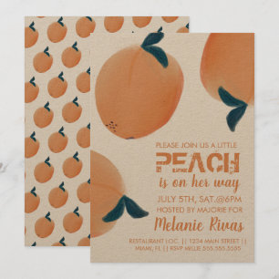 Zomer Baby Shower Perzik Fruit Uitnodiging