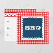 Zomer BBQ Barbecue Gingham Party Uitnodigingen (Voorkant / Achterkant)