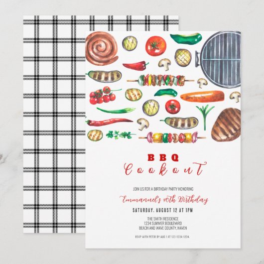 Zomer BBQ Cookout Verjaardag Kaart (Voorkant / Achterkant)