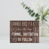 Zomer BBQ Party Save The Date Rustic Brown Wood Aankondigingskaart (Staand voorkant)