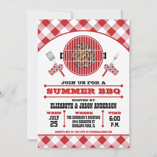 Zomer BBQ-uitnodiging Kaart (Voorkant)