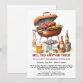 Zomer BBQ-verjaardagsuitnodiging met bier achtertu Kaart (Voorkant / Achterkant)