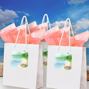 Zomer Beach Zonnebril en Mocktail Bedankt Vierkante Sticker