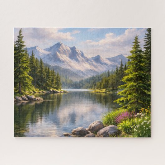 Zomer Bergmeer Weerkaatsingspuzzel Legpuzzel (Horizontaal)