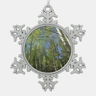 Zomer Berkebomen bij Rocky Mountain Tin Sneeuwvlok Ornament