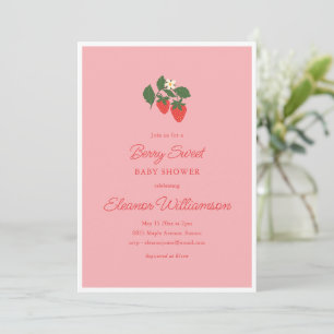 Zomer Bes Zoete Aardbei Roze Baby Shower Kaart