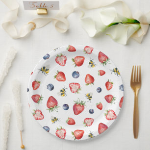 Zomer Bes Zoete Waterverf Baby Shower Papieren Bordje