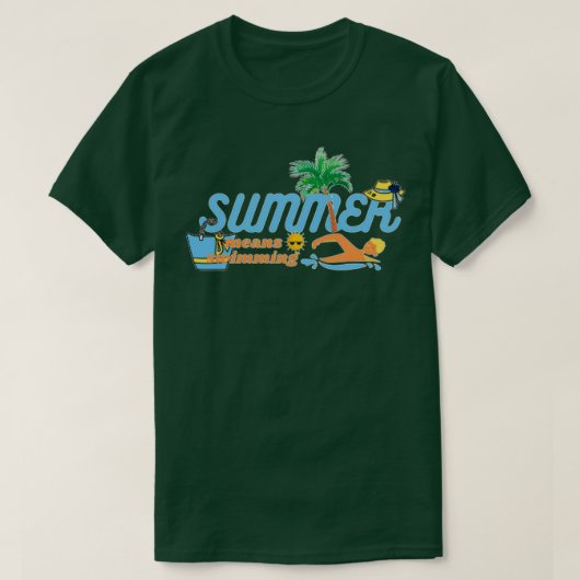 Zomer betekent 6 zwemmen t-shirt (Design voorkant)