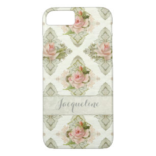 Zomer bij de Cottage, Damask Roos Pattern iPhone 8/7 Hoesje