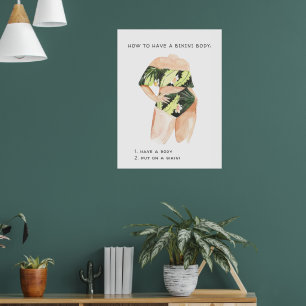 Zomer Bikini Lichaam Waterverf Illustratie Poster