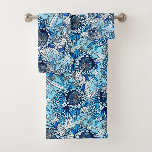 Zomer Blauwe Waratah Bloemen Bad Handdoek (Insitu)
