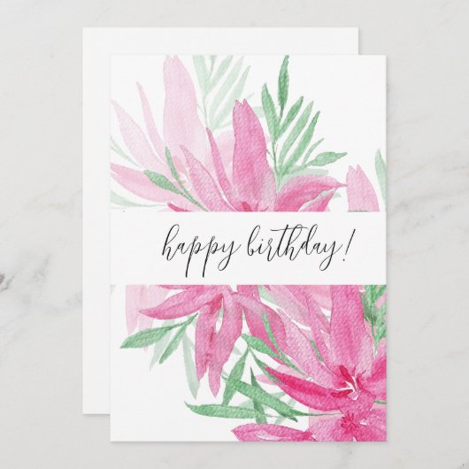 Zomer Bloeiende Roze Bloemen Waterverf Art (Voorkant / Achterkant)