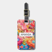 Zomer Bloem Boeket Whimsical Boho Bagagelabel (Voorkant verticaal)