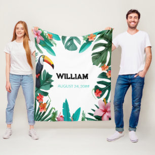 Zomer Bloemen Aangepaste Naam Kinderkamer Fleece Deken