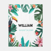 Zomer Bloemen Aangepaste Naam Kinderkamer Fleece Deken (Voorkant)