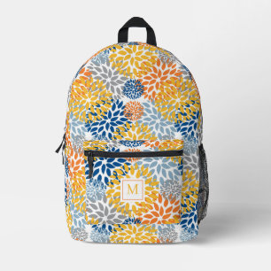 Zomer Bloemen Abstracte Heldere Kleuren Monogramme Bedrukte Rugzak