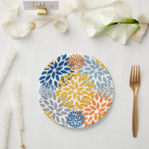 Zomer Bloemen Abstracte Heldere Kleuren Patroon Papieren Bordje