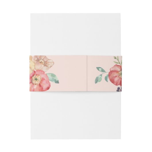 Zomer Bloemen Bruiloft Bestek Band Waterverf Uitnodigingen Wikkel (Achterkant Voorbeeld)