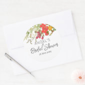 Zomer bloementuin bruidsshower ronde sticker (Envelop)