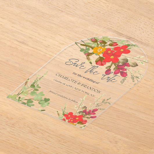 Zomer Bloementuin Wildbloemen Bruiloft Acryl Uitnodigingen (Laagn)