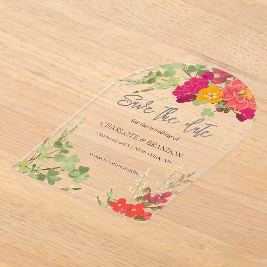 Zomer Bloementuin Wildbloemen Bruiloft Acryl Uitnodigingen (Laagn)