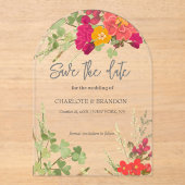 Zomer Bloementuin Wildbloemen Bruiloft Acryl Uitnodigingen (Voorkant)