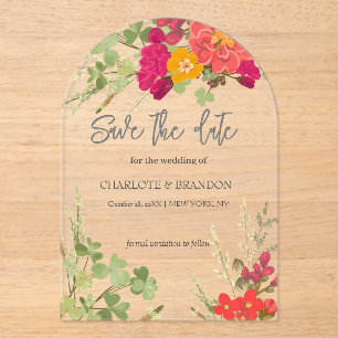 Zomer Bloementuin Wildbloemen Bruiloft Acryl Uitnodigingen