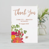 Zomer Bloementuin Wildbloemen Bruiloft Dank u Folie Uitnodiging (Staand Voorkant)