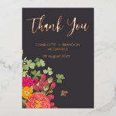 Zomer Bloementuin Wildbloemen Bruiloft Dank u Folie Uitnodiging (Voorkant)