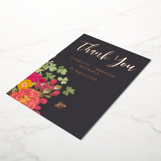 Zomer Bloementuin Wildbloemen Bruiloft Dank u Folie Uitnodiging (Gedraaid)