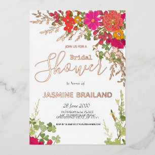 Zomer Bloementuin Wildbloemen Vrijgezellenfeest Folie Uitnodiging