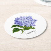 Zomer Bloemige Hydrangea Gepersonaliseerde Onderze Ronde Kartonnen Onderzetter (Gebogen)