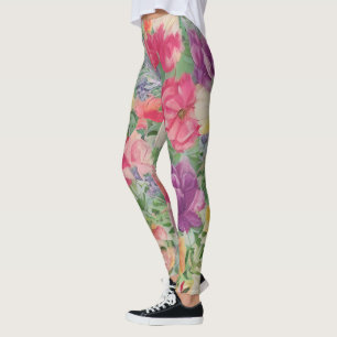 Zomer Blooms Waterverf Bloem Collage Leggings