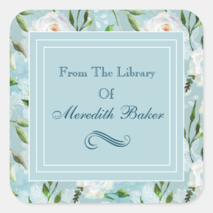 Zomer Blush Lacy Bloemen Boekplaat Vierkante Sticker