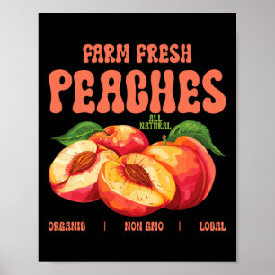 Zomer Boerderij Verse perziken Biologische niet GM Poster