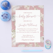 Zomer Boho Tropisch baby shower Roze Uitnodiging Flyer (Enkel)