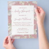 Zomer Boho Tropisch baby shower Roze Uitnodiging Flyer (Hand)