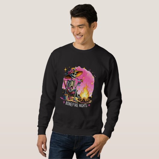 Zomer Bonfire Funny Zomer Skelet Roze Bonefire Trui (Voorkant volledig)