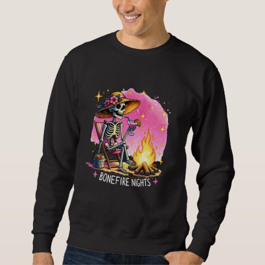 Zomer Bonfire Funny Zomer Skelet Roze Bonefire Trui (Voorkant)