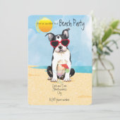 Zomer Boston Terrier Beach Party Uitnodiging (Staand voorkant)