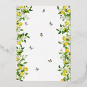 Zomer Botanische Lemon Bruiloft Goud Folie Uitnodiging (Achterkant)