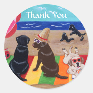 Zomer Breeze Labradors Schilderij Dank u Ronde Sticker