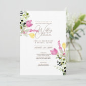 Zomer bruiloft bloemen romantische stijl kaart (Staand voorkant)