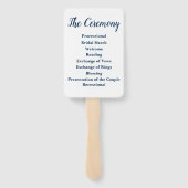 Zomer bruiloft programma Elegant Outdoor Navy Wit Handwaaier (Achterkant)