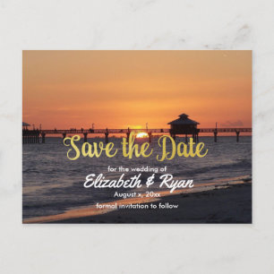 Zomer bruiloft, save the date, strand, op maat aankondigingskaart