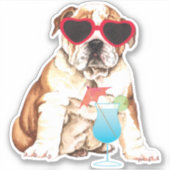 Zomer Bulldog Vinyl Sticker (Voorkant)