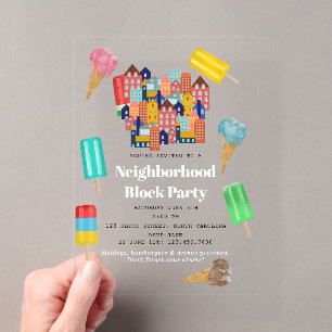 Zomer Buurt BBQ Block Party Acryl Uitnodigingen