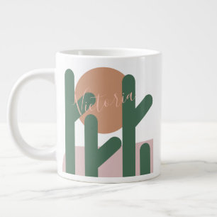 Zomer Cactus Woestijn Zonsondergang Naam Koffie Extra Grote Beker